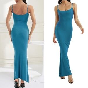 NWT Maxi Dress Sexy Slip Bodycon Spaghetti Strap Ribbed Sleeveless Backless M